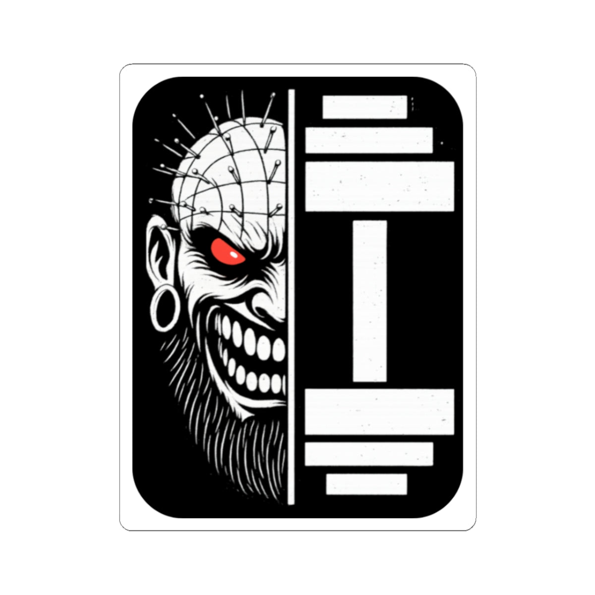 Pinhead Iron Demon — Kiss-Cut Sticker (Halloween Edition)