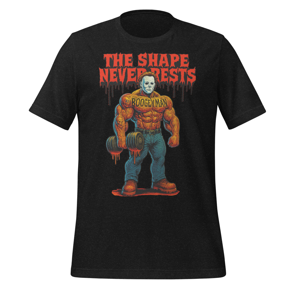 THE SHAPE NEVER RESTS Tee — IYKYK Menace (Halloween Edition)