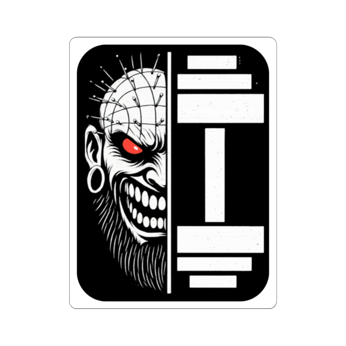 Pinhead Iron Demon — Kiss-Cut Sticker (Halloween Edition)