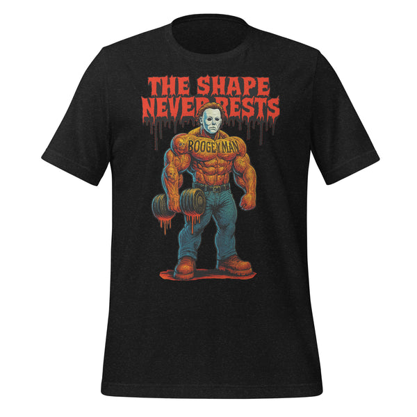 THE SHAPE NEVER RESTS Tee — IYKYK Menace (Halloween Edition)